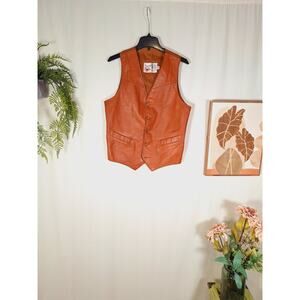 Sears The Leather Shop Vintage Men's Brown Leather Vest 40 Tall